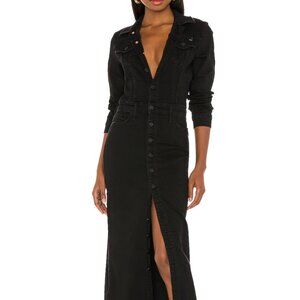 MOTHER Black Long Sleeve Button-Front Maxi Dress